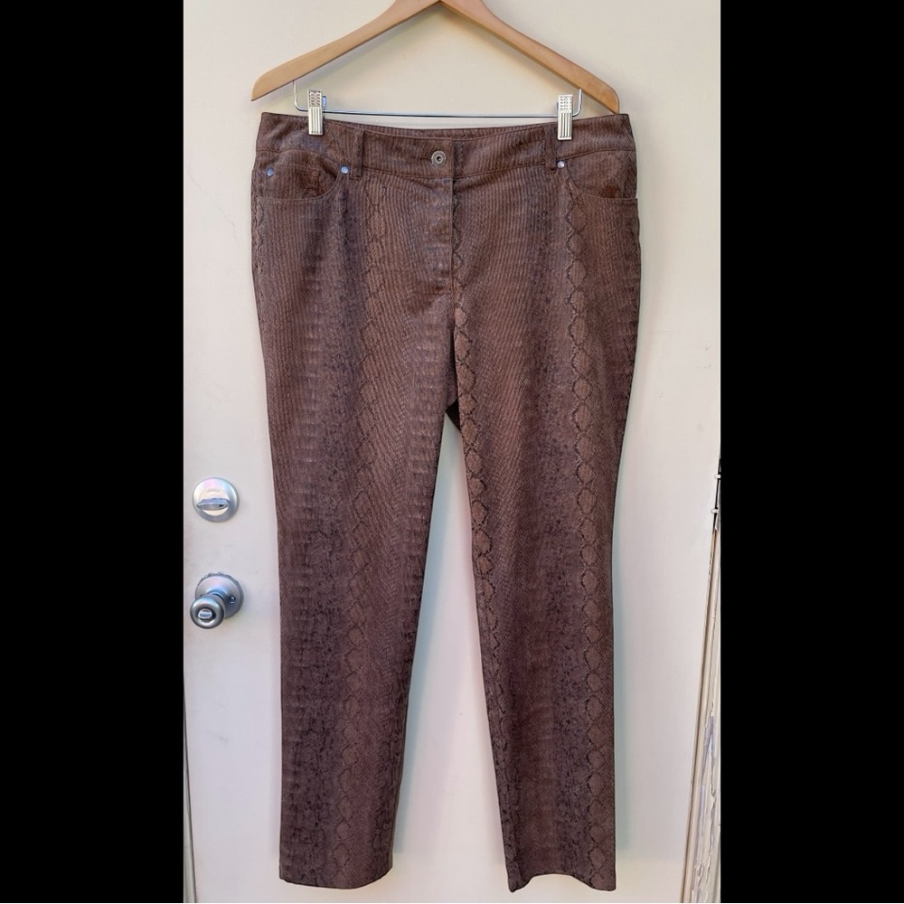 Chico's Brown Snake-Print Straight Leg Pants